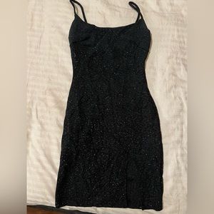Sparkly black slit dress